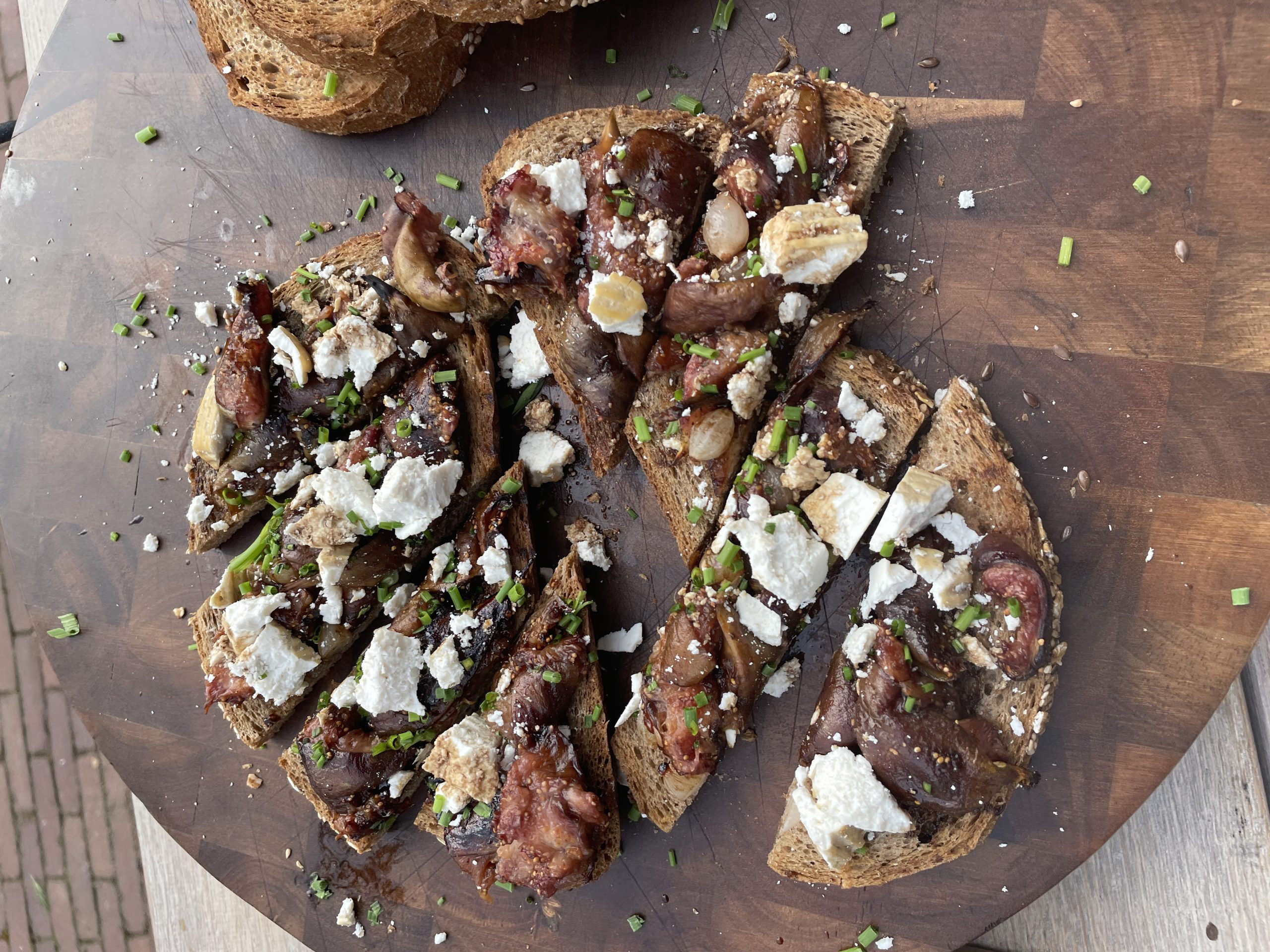 Cold smoked ricotta on crostini